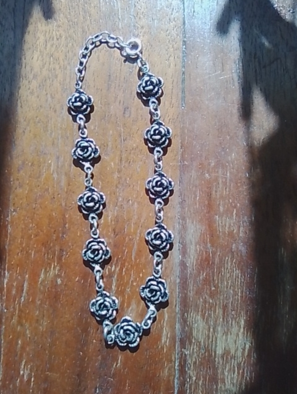 Vintage Sterling Silver Adjustable Rose Bracelet